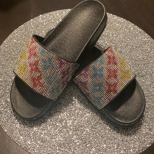 Rhinestones Slippers, Size 7.5/8, Brand New w/o tags